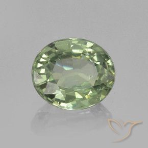 Zafiro Verde salvia claro natural de 0.80 ct, Ovalada, VVS-VS