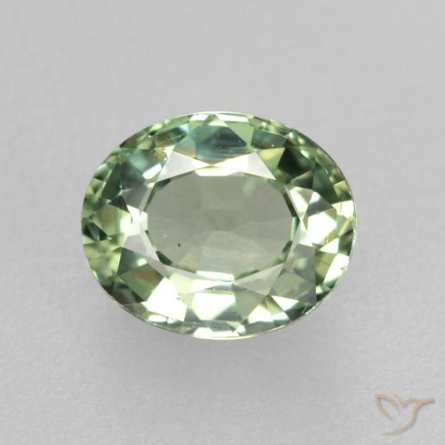 0.76ct Natural Medium Light Green Zafiro, Ovalada, VVS-VS
