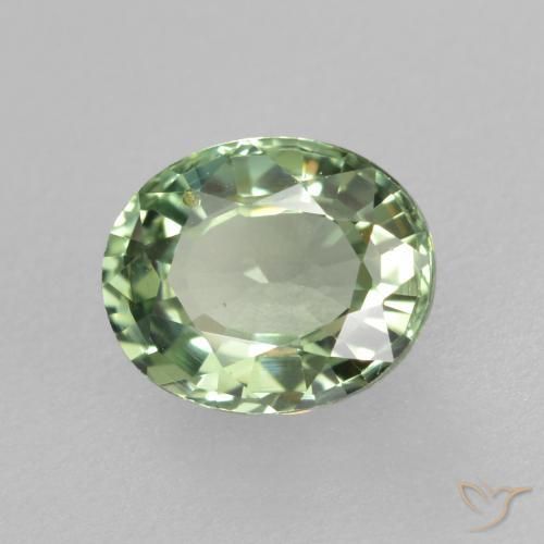 Zafiro Medium Light Green natural de 0.76 ct, Ovalada, VVS-VS