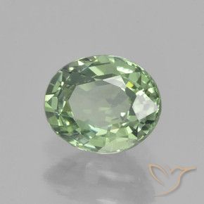 Zafiro Verde claro natural de 0.82 ct, Ovalada, VVS-VS