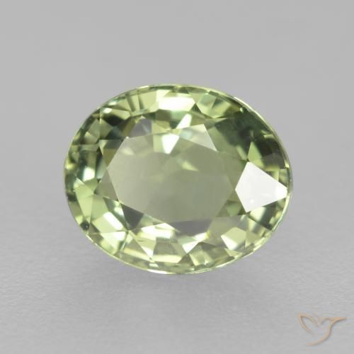 Zafiro Verde claro natural de 0.78 ct, Ovalada, VVS-VS