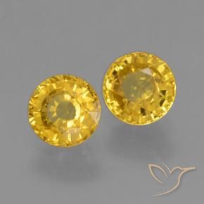 Gemas de Zafiro Dorado natural de 1.16 ct, Redondo, VVS-VS
