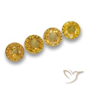 Gemas de Zafiro Dorado intenso natural de 2.28 ct, Redondo, VVS-VS