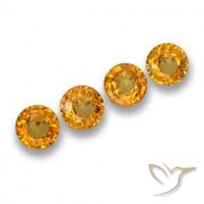 Gemas de Zafiro Dorado naranja oscuro natural de 2.29 ct, Redondo, VVS-VS