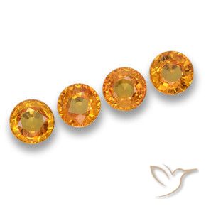 Gemas de Zafiro Naranja oscuro natural de 2.45 ct, Redondo, VVS-VS
