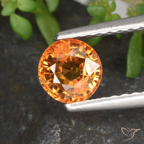 0.72ct Natural Naranja fuego Zafiro, Redondo, VVS-VS