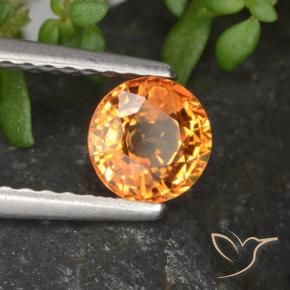 Zafiro Naranja fuego natural de 0.72 ct, Redondo, VVS-VS