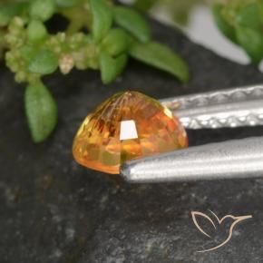 Zafiro Naranja fuego natural de 0.72 ct, Redondo, VVS-VS