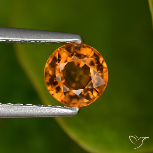 0.88ct Natural Naranja oscuro medio Zafiro, Redondo, VVS-VS
