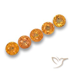 Gemas de Zafiro Dorado naranja intenso natural de 2.86 ct, Redondo, VS