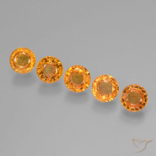 3.27ctw Natural Dorado naranja intenso Zafiro, Redondo, VVS-VS