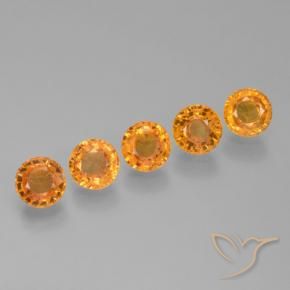 Gemas de Zafiro Dorado naranja intenso natural de 3.27 ct, Redondo, VVS-VS