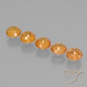 Gemas de Zafiro Dorado naranja intenso natural de 3.27 ct, Redondo, VVS-VS