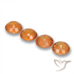 Gemas de Zafiro Naranja fuego natural de 2.20 ct, Redondo, VVS-VS