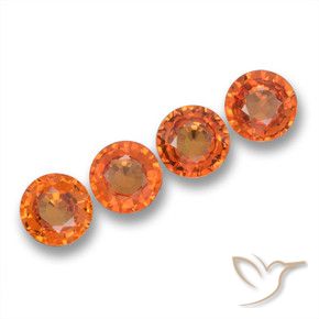 Gemas de Zafiro Naranja rojizo natural de 2.19 ct, Redondo, VVS-VS