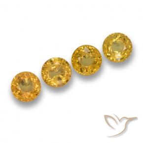 Gemas de Zafiro Dorado intenso natural de 2.37 ct, Redondo, VVS-VS