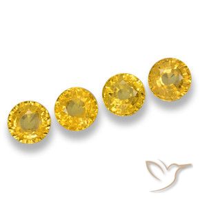 Gemas de Zafiro Amarillo medio natural de 2.46 ct, Redondo, VVS-VS