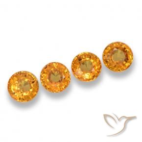 Gemas de Zafiro Dorado naranja intenso natural de 2.62 ct, Redondo, VVS-VS
