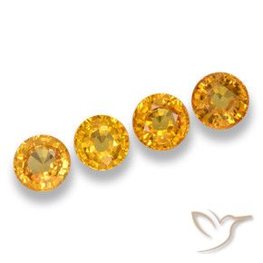 Gemas de Zafiro Naranja dorado intenso natural de 2.55 ct, Redondo, VVS-VS