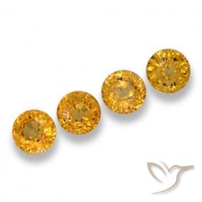 Gemas de Zafiro Naranja dorado intenso natural de 2.70 ct, Redondo, VVS-VS