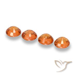 Gemas de Zafiro Naranja oscuro natural de 2.35 ct, Redondo, VVS-VS