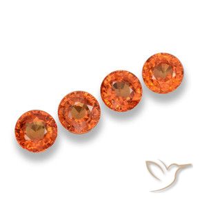Gemas de Zafiro Naranja medio natural de 2.25 ct, Redondo, VVS-VS