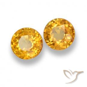 Gemas de Zafiro Dorado medio natural de 1.28 ct, Redondo, VVS-VS
