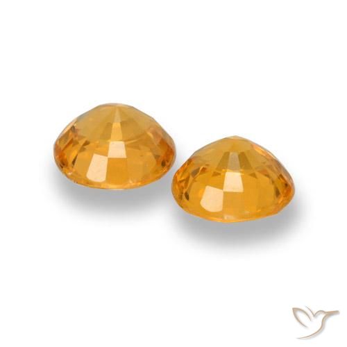 Gemas de Zafiro Dorado naranja intenso natural de 1.27 ct, Redondo, VVS-VS