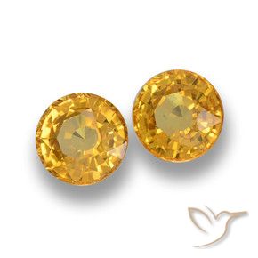 Gemas de Zafiro Dorado oscuro natural de 1.35 ct, Redondo, VVS-VS