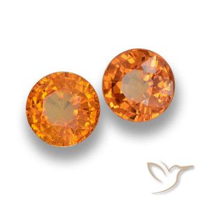 Gemas de Zafiro Naranja medio natural de 1.39 ct, Redondo, VVS-VS