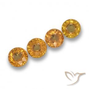 Gemas de Zafiro Dorado naranja intenso natural de 2.34 ct, Redondo, VVS-VS