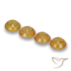 Gemas de Zafiro Naranja claro medio natural de 2.39 ct, Redondo, VVS-VS
