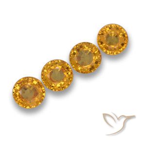 Gemas de Zafiro Dorado naranja intenso natural de 2.20 ct, Redondo, VVS-VS
