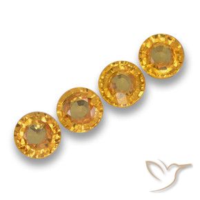 Gemas de Zafiro Dorado naranja oscuro natural de 2.32 ct, Redondo, VVS-VS