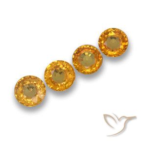 Gemas de Zafiro Naranja claro medio natural de 2.33 ct, Redondo, VVS-VS
