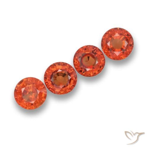 Gemas de Zafiro Naranja cálido natural de 2.66 ct, Redondo, VVS-VS