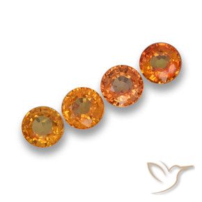 Gemas de Zafiro Naranja claro natural de 2.35 ct, Redondo, VVS-VS
