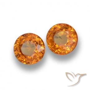 Gemas de Zafiro Naranja medio natural de 1.23 ct, Redondo, VVS-VS
