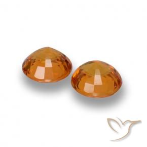 Gemas de Zafiro Naranja medio natural de 1.23 ct, Redondo, VVS-VS