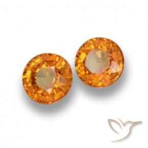 Gemas de Zafiro Naranja medio natural de 1.11 ct, Redondo, VVS-VS