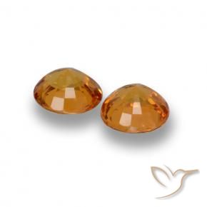Gemas de Zafiro Naranja medio natural de 1.11 ct, Redondo, VVS-VS