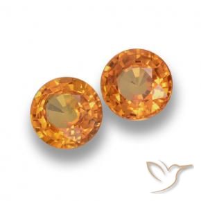 Gemas de Zafiro Naranja medio natural de 1.18 ct, Redondo, VVS-VS