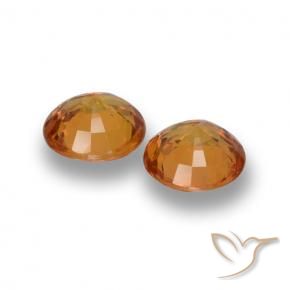 Gemas de Zafiro Naranja medio natural de 1.18 ct, Redondo, VVS-VS