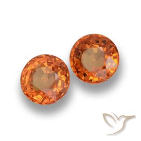 Gemas de Zafiro Naranja medio natural de 1.25 ct, Redondo, VVS-VS