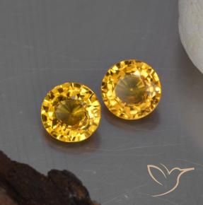 Gemas de Zafiro Naranja dorado natural de 1.07 ct, Redondo, VVS