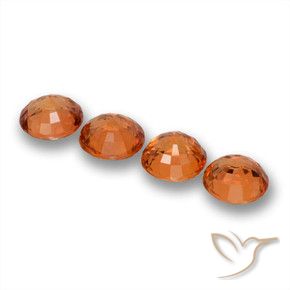Gemas de Zafiro Naranja oscuro natural de 2.36 ct, Redondo, VVS-VS