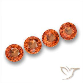 Gemas de Zafiro Naranja rojizo natural de 2.37 ct, Redondo, VVS-VS