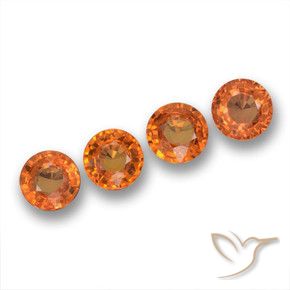 Gemas de Zafiro Naranja claro natural de 2.42 ct, Redondo, VVS-VS
