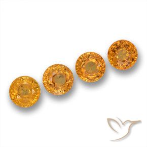 Gemas de Zafiro Naranja medio natural de 3.10 ct, Redondo, VVS-VS