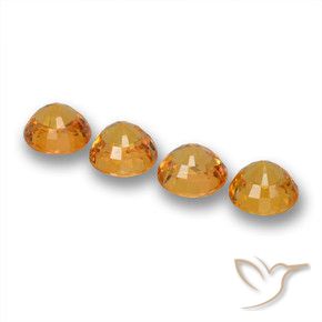 Gemas de Zafiro Naranja medio natural de 3.10 ct, Redondo, VVS-VS